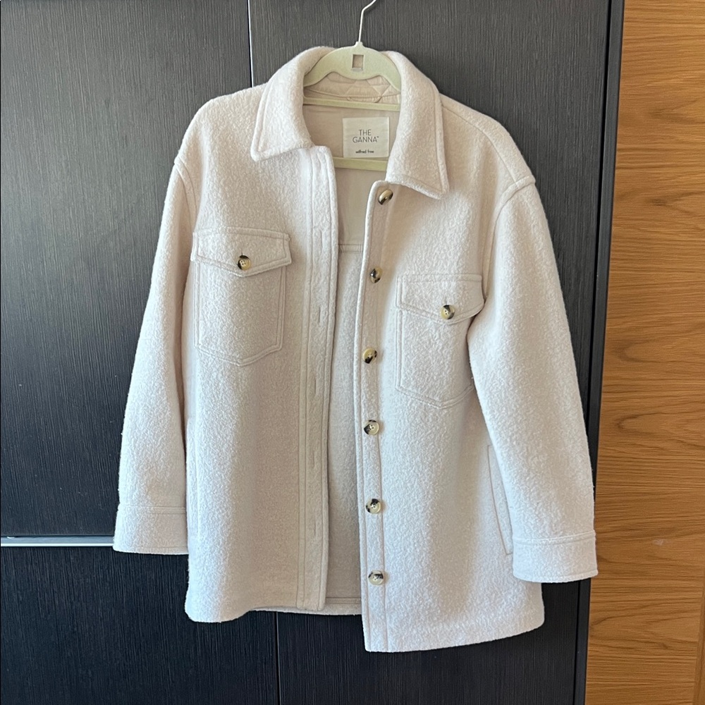 Aritzia Cream Bouclé Wool shacket